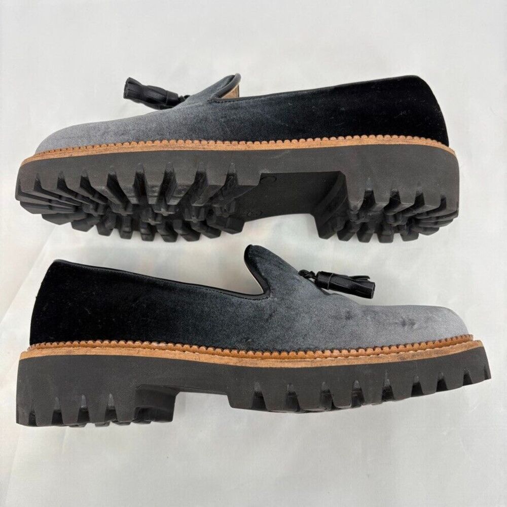 Jon Josef Gogo Gray Velvet Tassel Loafers, Size 37 EU (7 US), Old Money Academia - Picture 3 of 11